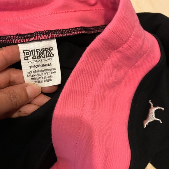 PINK Victoria's Secret Black Leggings with Vibrant Pink Waistband - Picture 3 of 3